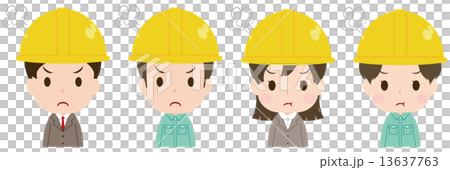 作業員　顔　セット　怒る 13637763