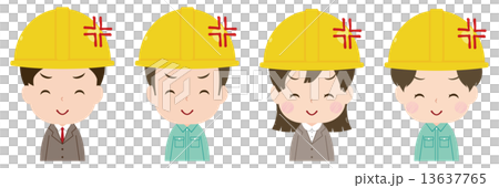 作業員　顔　セット　笑顔で怒る 13637765