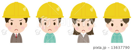 作業員　顔　セット　気合 13637790