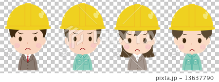 作業員　顔　セット　気合 13637790