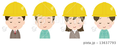 作業員 顔 セット 鼻で笑うのイラスト素材