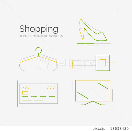 Outline design shopping icon set Outline design shopping icon set 13638489