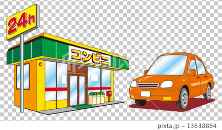 Convenience store and car Convenience store and car 13638864