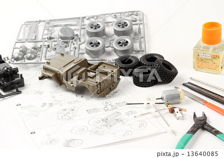 プラモデルの製作の写真素材