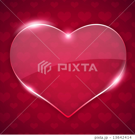 Glass Valentine Heart on Red Background 13642414