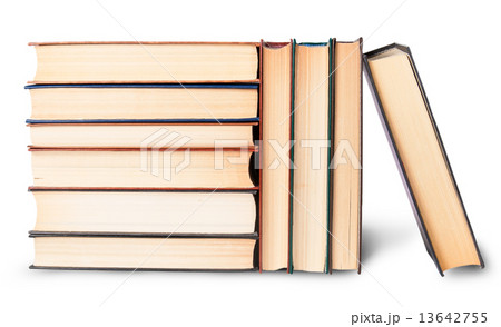 Vertical and horizontal stacks of old books Vertical and horizontal stacks of old books 13642755