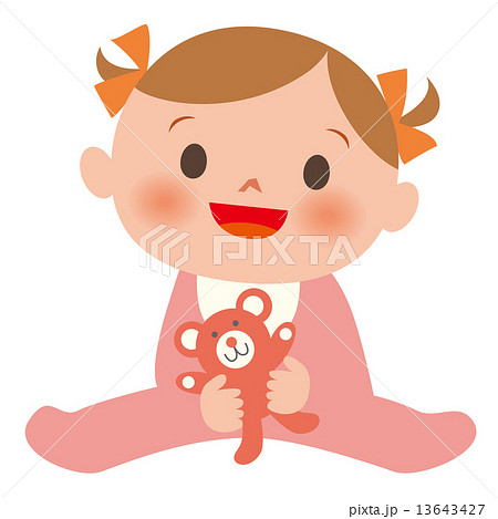 赤ちゃん02女の子ぬいぐるみのイラスト素材 13643427 Pixta