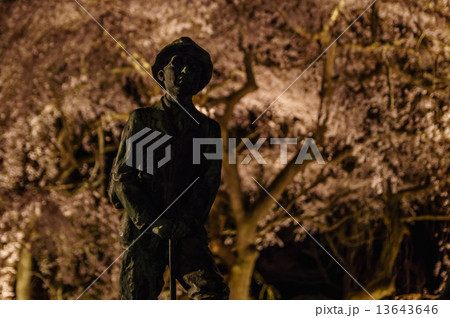 秩父宮雍仁親王像と夜桜 13643646
