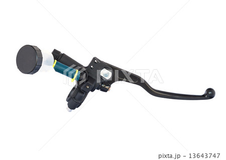 A black motorcycle lever isolated on white 13643747