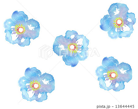 花 模様 花柄 花柄模様 水彩 春 青 植物 自然 明るい 楽しい 素材 背景 白バック 楽し のイラスト素材
