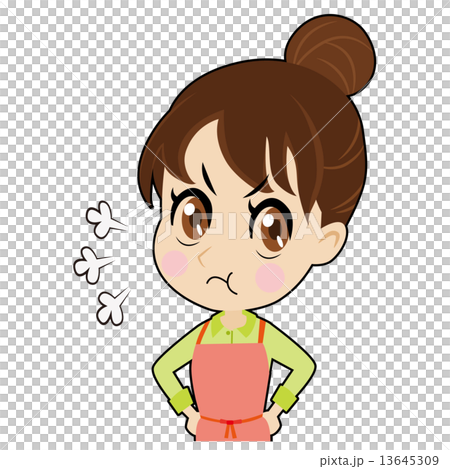 一位年輕的女士與一個喜怒無常的圍裙 13645309