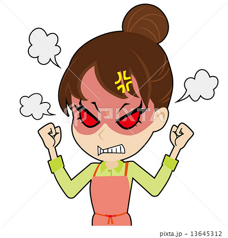 憤慨するエプロンの若い女性 13645312