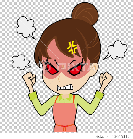 憤慨するエプロンの若い女性 13645312