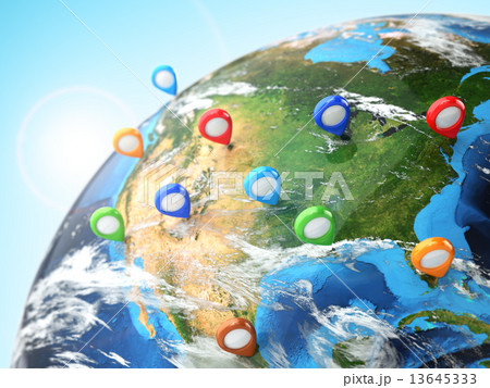 Travel destination concept. Pin on earth. Navigation in USA. 13645333