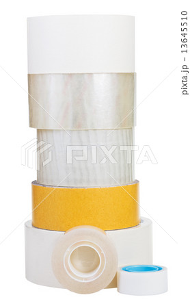 various adhesive tape rolls isolated on white 13645510