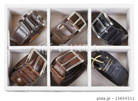 top view of storage box with leather belts 13645511