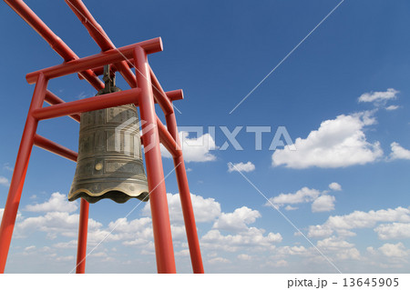 Large Buddhist bell on the background of sky 13645905