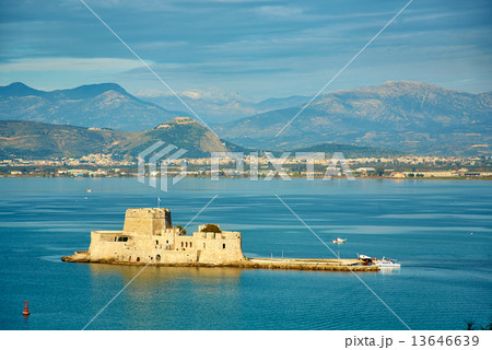 View of Bourtzi castle in Nafplion, Greece View of Bourtzi castle in Nafplion, Greece 13646639