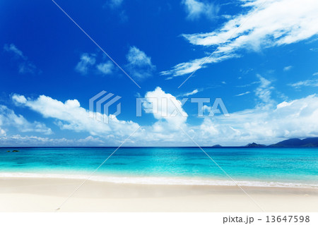 beach of Mahe island, Seychelles 13647598