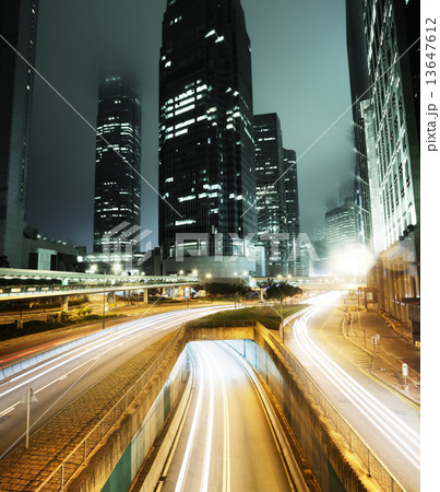 traffic in Hong Kong at night 13647612