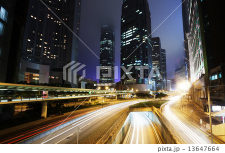 traffic in Hong Kong at night 13647664