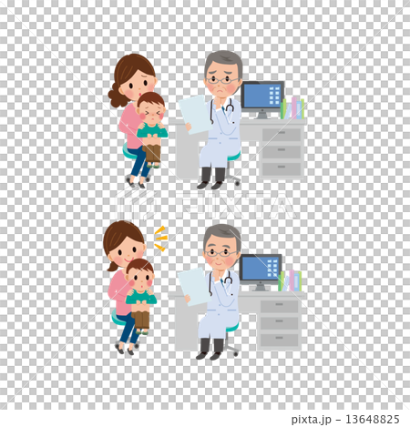 こども　診察　小児科　イラスト 13648825