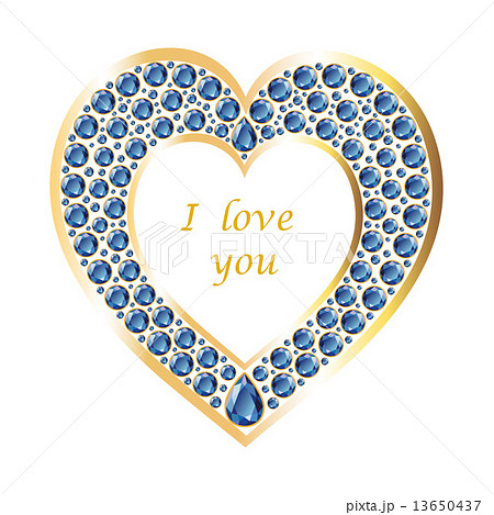 Heart of sapphire in a gold frame vector card 13650437