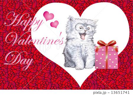 猫のバレンタインカード 猫のバレンタインカード 13651741