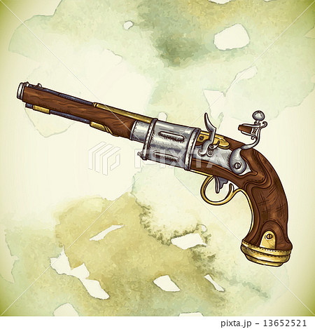 Vintage card with a gun and flowers Vintage card with a gun and flowers 13652521