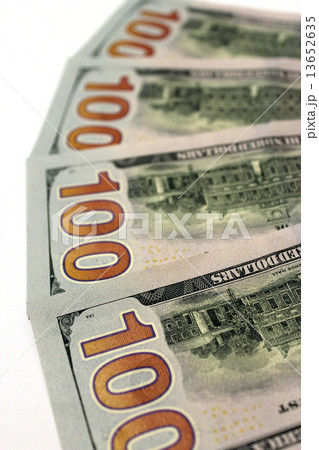 hundred dollar bank notes by reverse side isolated 13652635