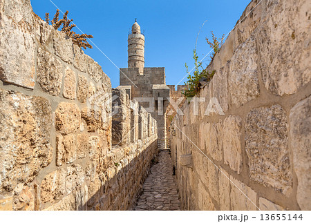 Tower of David and ancient walls in Jerusalem. 13655144