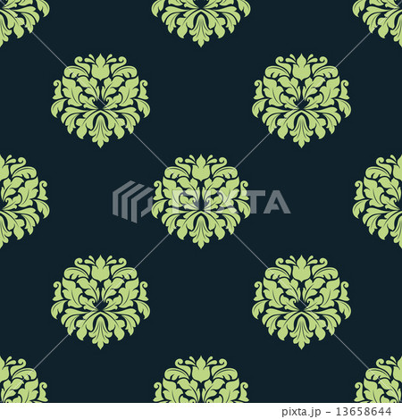 Seamless green colored damask pattern Seamless green colored damask pattern 13658644