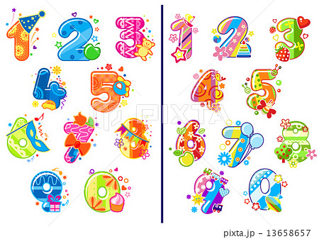 Cartoon childish numbers and digits Cartoon childish numbers and digits 13658657