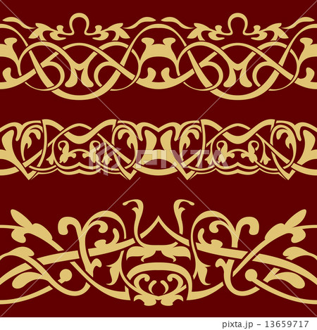 Gold floral seamless border  13659717