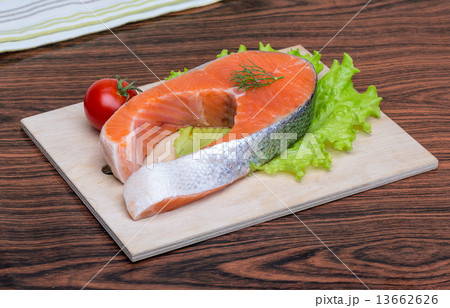 Raw salmon steak Raw salmon steak 13662626