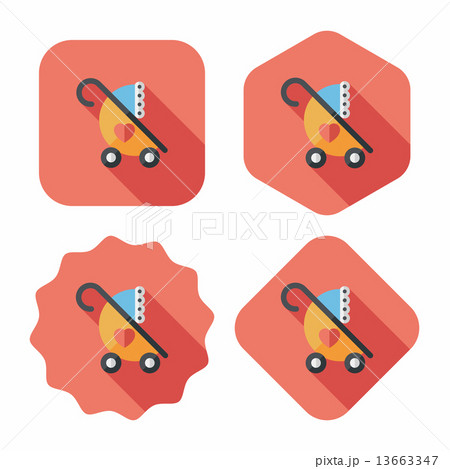 Baby carriages flat icon with long shadow,eps10 13663347