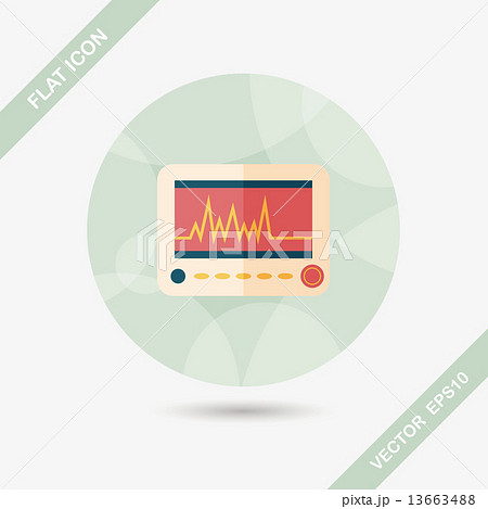 monitor in the ICU flat icon with long shadow,eps10 13663488