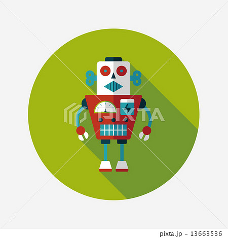 robot concept flat icon with long shadow,eps10 13663536