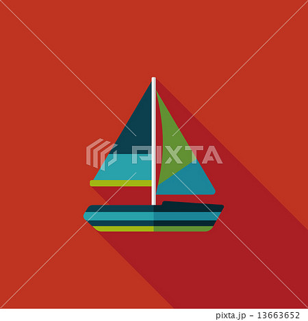 Transportation sailboat flat icon with long shadow,eps10 13663652