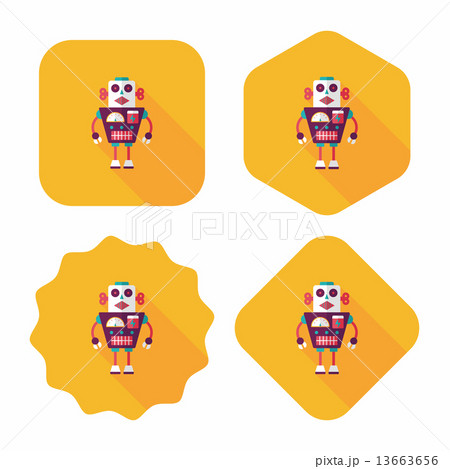 robot concept flat icon with long shadow,eps10 13663656
