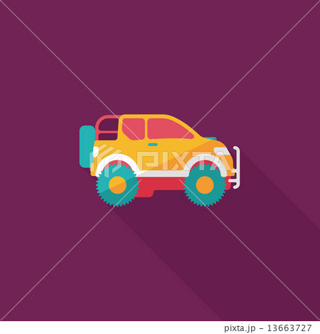 Transportation Sports Utility Vehicle flat icon with long shadow 13663727