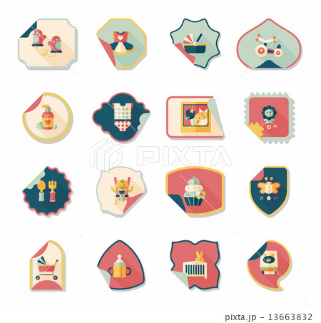 baby sticker banner design flat background set, eps10 baby sticker banner design flat background set, eps10 13663832