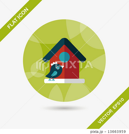 Pet bird house flat icon with long shadow,eps10 13663959