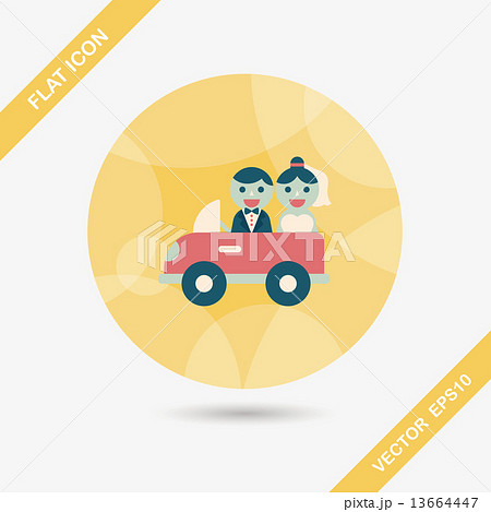 wedding car flat icon with long shadow, eps10 wedding car flat icon with long shadow, eps10 13664447