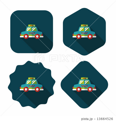 Transportation taxi flat icon with long shadow,eps10 Transportation taxi flat icon with long shadow,eps10 13664526