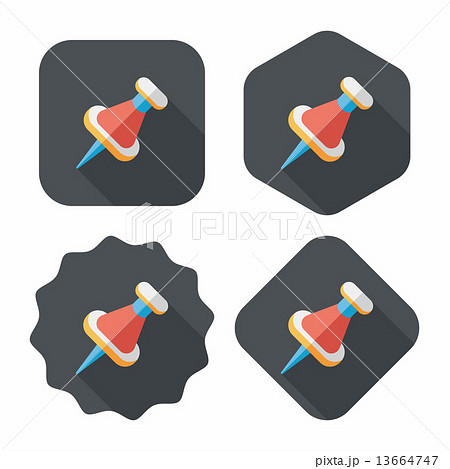 push pin flat icon with long shadow,eps10 13664747