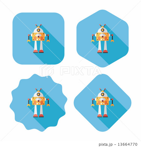 robot concept flat icon with long shadow,eps10 13664770