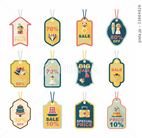 Wedding tag flat design background set, eps10 Wedding tag flat design background set, eps10 13664826