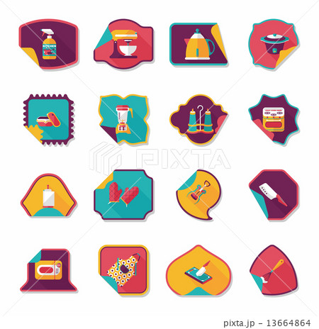Kitchenware sticker flat banner background set, eps10 Kitchenware sticker flat banner background set, eps10 13664864