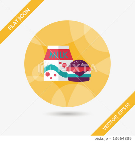 hamburger and milk flat icon with long shadow,eps10 13664889